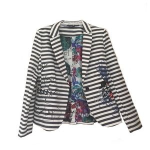 Desigual Vintage Colorful Striped Blazer